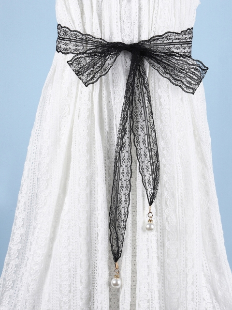 

URBANIC Black & White Beaded Net Waist Chain