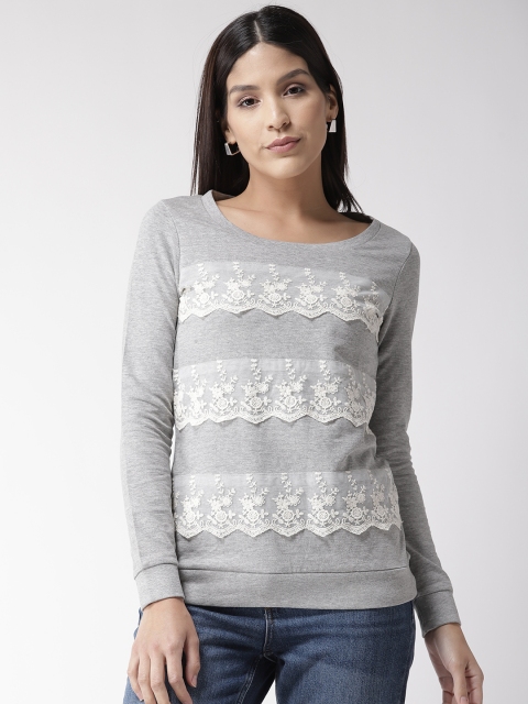 

Bossini Women Grey Melange Solid Sweatshirt