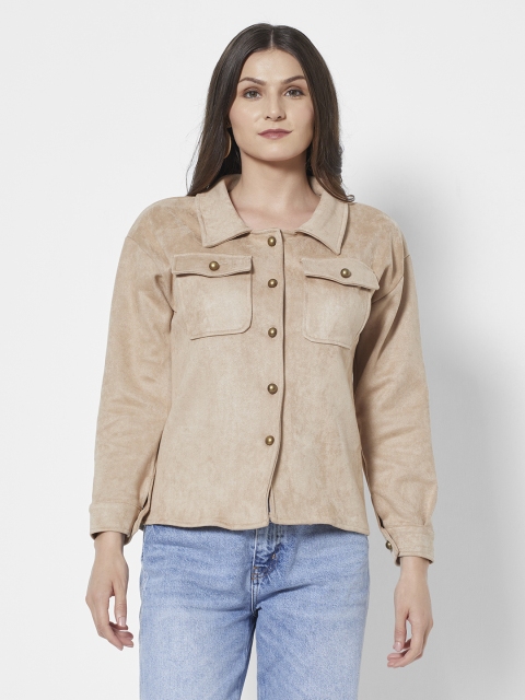 

URBANIC Women Beige Buttoned Tailored Jacket