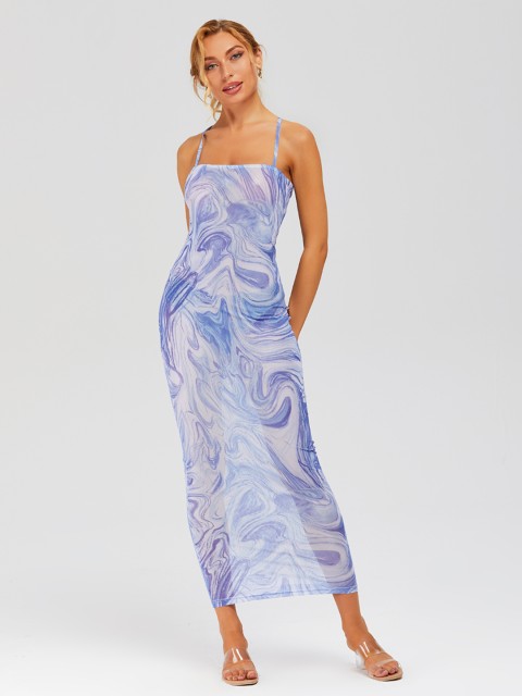 

URBANIC Women Blue & White Bodycon Midi Dress
