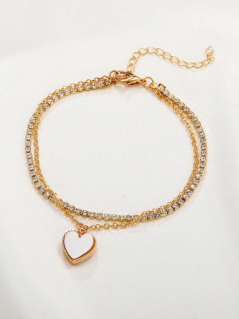 

URBANIC Women Gold-Toned & White Heart Charm Bracelet