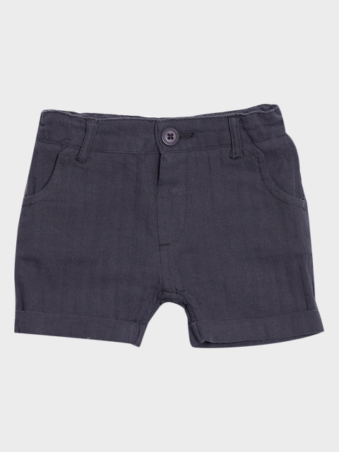 

Nuberry Boys Grey Striped Pure Cotton Shorts