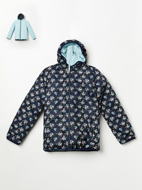 

Fame Forever by Lifestyle Girls Navy Blue Lightweight Crop Bomber Jacket