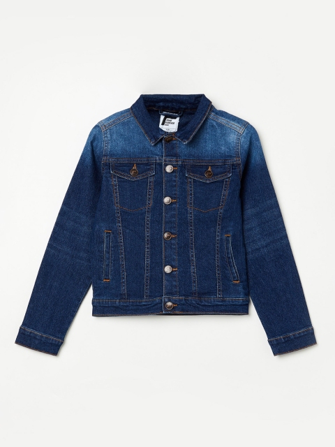

Fame Forever by Lifestyle Boys Blue Washed Lightweight Denim Jacket with Patchwork