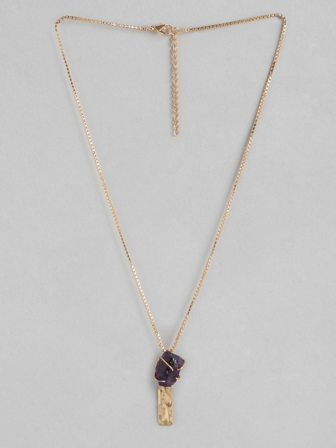 

DressBerry Aubergine & Rose Gold-Toned Stone-Studded Necklace, Purple