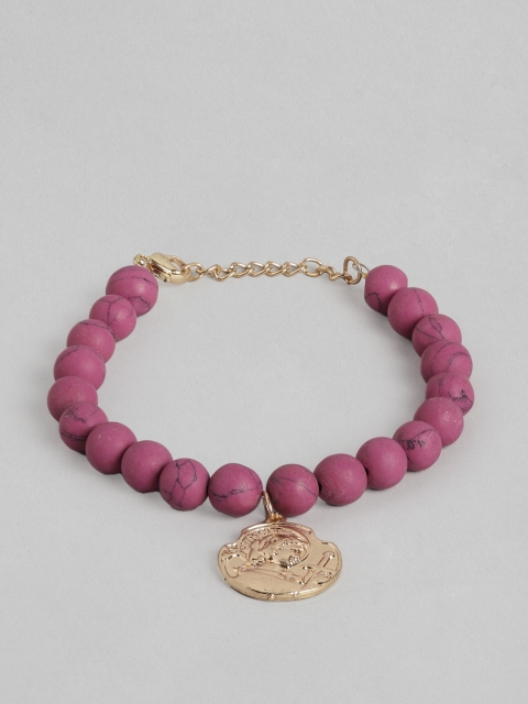 

DressBerry Women Purple & Gold-Toned Beaded Coin Taselled Bracelet