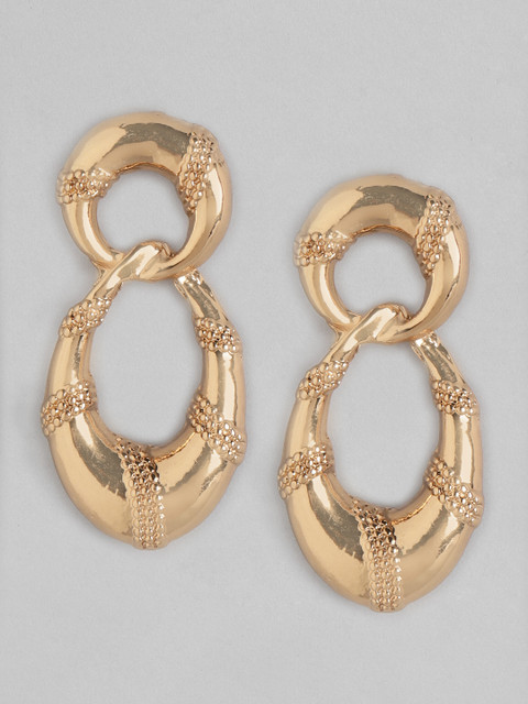 

DressBerry Gold-Toned Solid Oval Drop Earrings