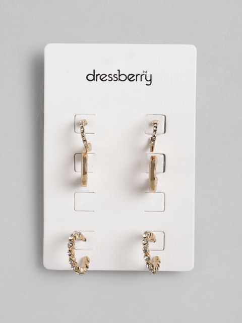 

DressBerry Set of 3 Gold-Toned Huggie Half Hoops