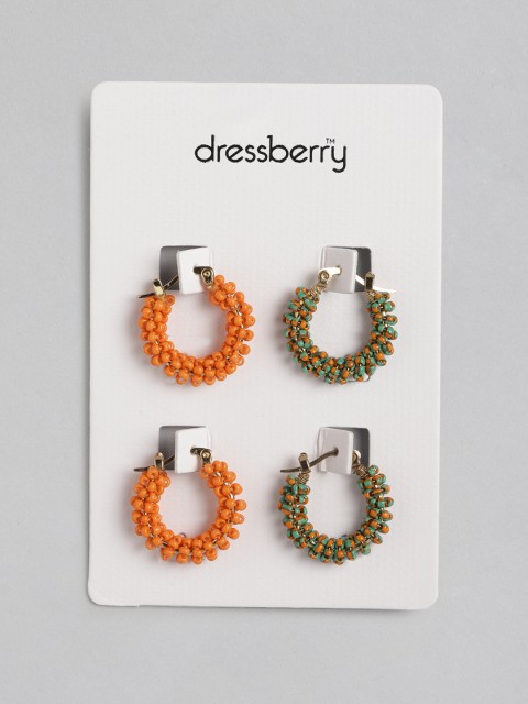 

DressBerry Orange & Green Circular Hoop Earrings