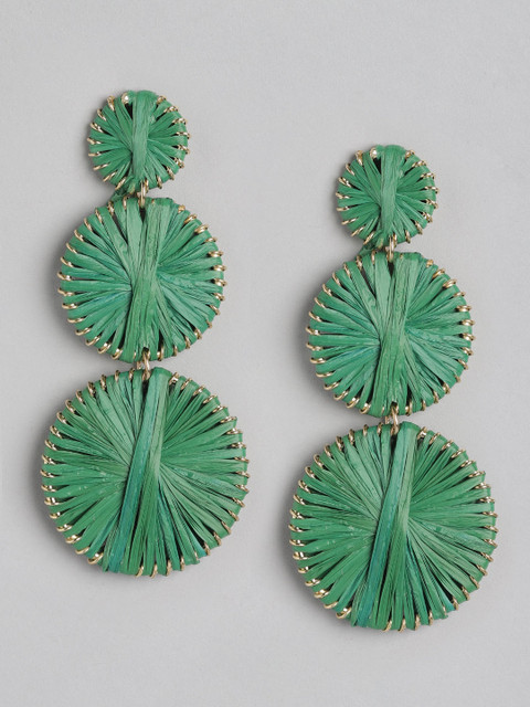 

DressBerry Green Circular Drop Earrings