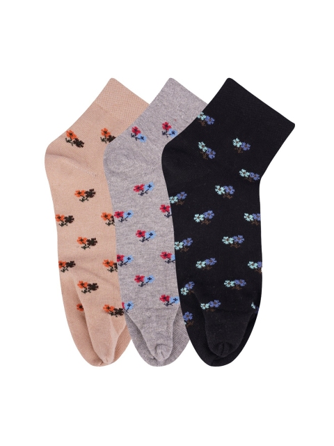 

N2S NEXT2SKIN Women Pack of 3 Patterned Cotton Ankle Length Thumb Socks, Assorted
