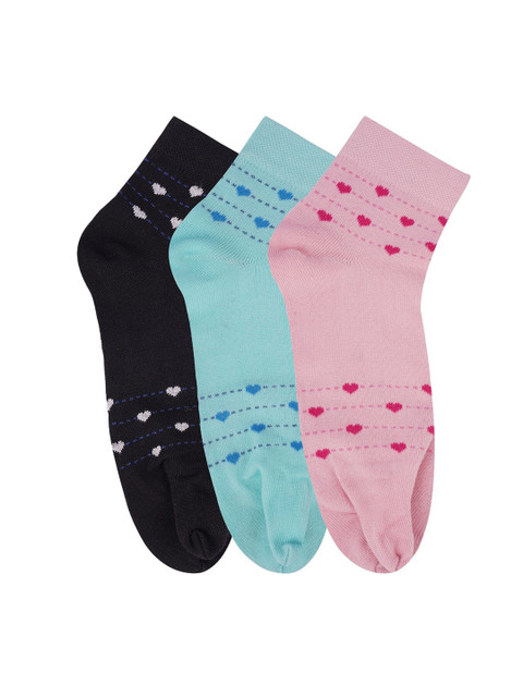 

N2S NEXT2SKIN Women Black & Blue Pack of 3 Striped Ankle Length Socks, Multi