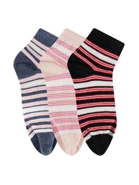 

N2S NEXT2SKIN Women Pink & Blue Set Of 3 Printed Cotton Socks, Black