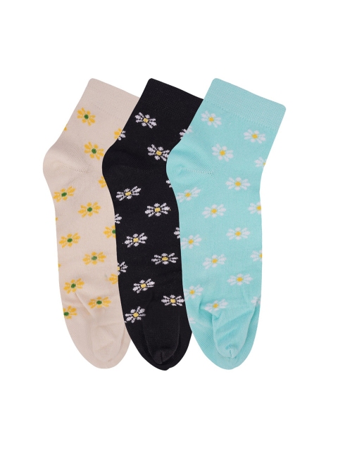 

N2S NEXT2SKIN Women Pack Of 3 Cotton Ankle-Length Socks, Cream