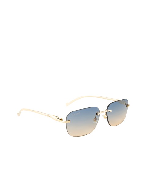 

Ted Smith Unisex Blue Lens Square Sunglasses with UV Protected Lens