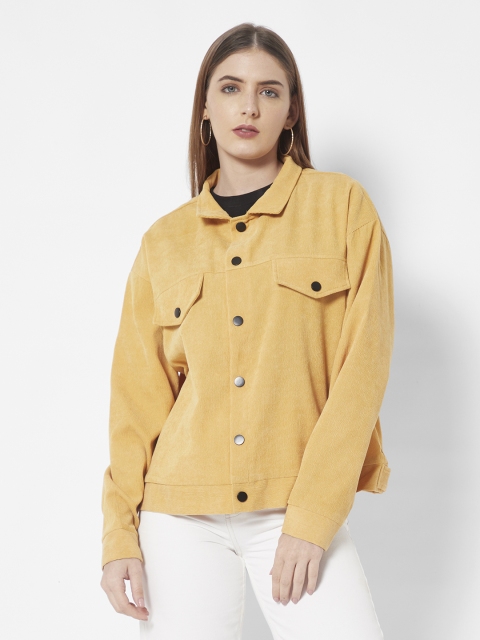 

URBANIC Women Mustard Brown Solid Tailored Jacket