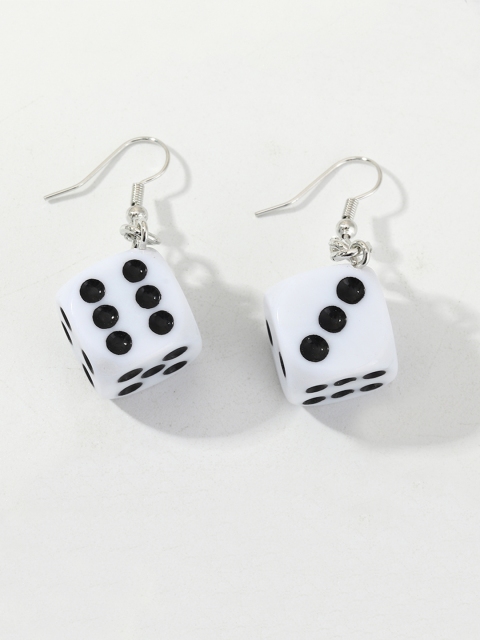 

URBANIC White & Black Geometric Drop Earrings