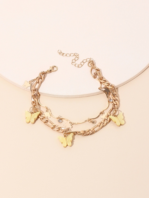 

URBANIC Women Yellow & Rose Gold Insect Imitation Layered Anklet