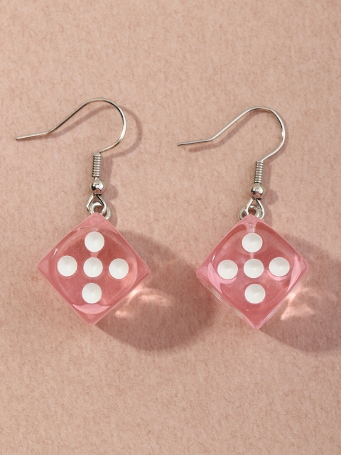 

URBANIC Pink Geometric Drop Earrings
