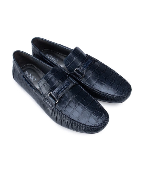 

ROSSO BRUNELLO Men Blue Textured Leather Loafers