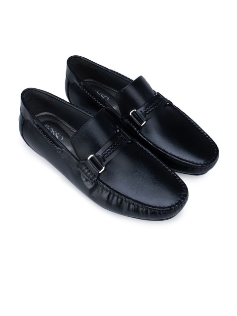 

ROSSO BRUNELLO Men Black Leather Loafers