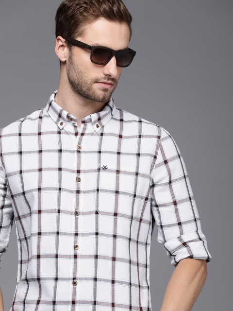 

WROGN Men White & Black Slim Fit Checked Casual Shirt