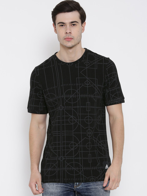 

ADIDAS Men Black GRAPHC DNA Printed Round Neck T-Shirt