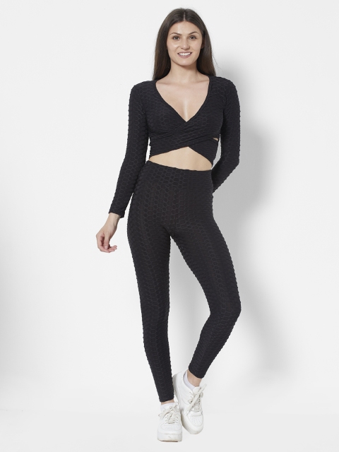 

URBANIC Women Black Solid Gym Tracksuit