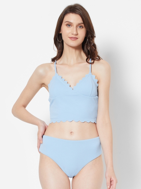 

URBANIC Women Blue Ribbed Swimwear