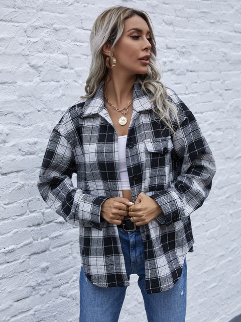 

URBANIC Women Black & White Checked Casual Shirt