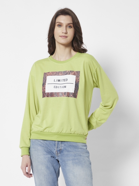 

URBANIC Women Green Graphic Print Relaxed Fit Sweatshirt
