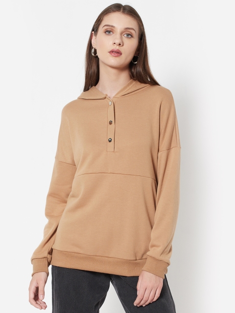

URBANIC Women Beige Hooded Sweatshirt