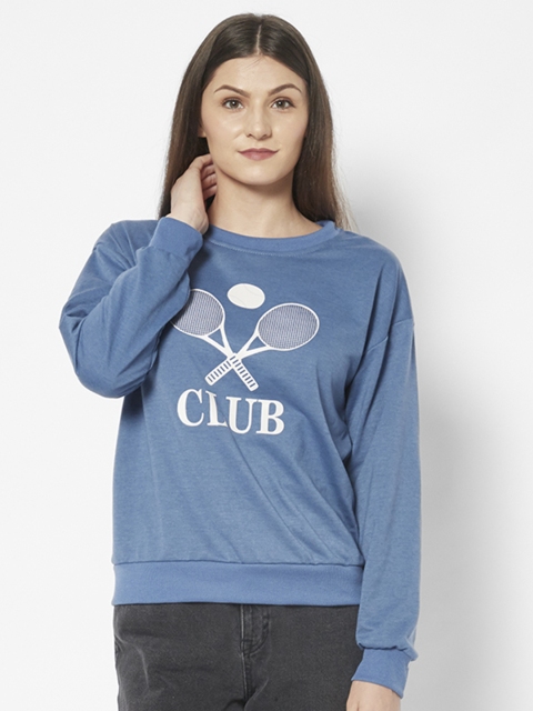 

URBANIC Women Navy Blue Typography Printed Relaxed Fit Sweatshirt