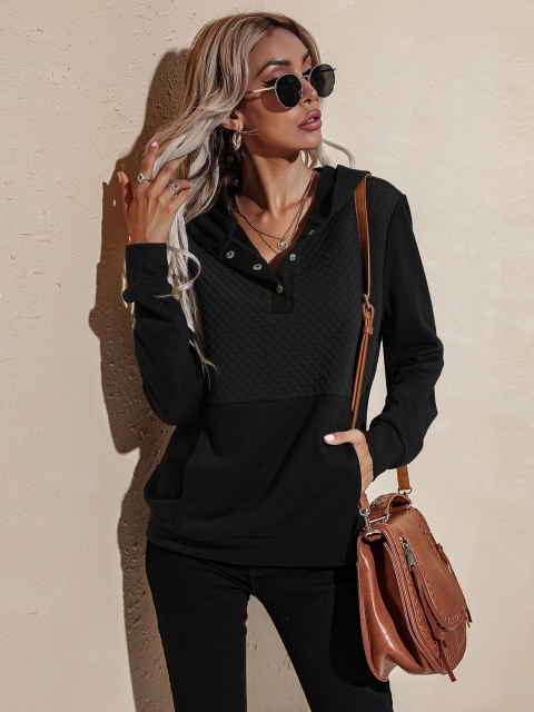 

URBANIC Women Black Hooded Sweatshirt