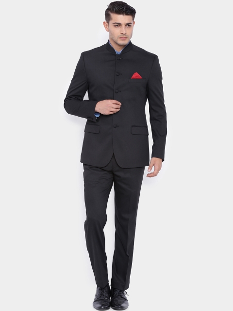 

SUITLTD Men Black Single-Breasted Slim Fit Ethnic Bandhgala Suit