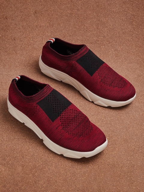 

Forca Men Maroon Woven Design Slip-On Sneakers