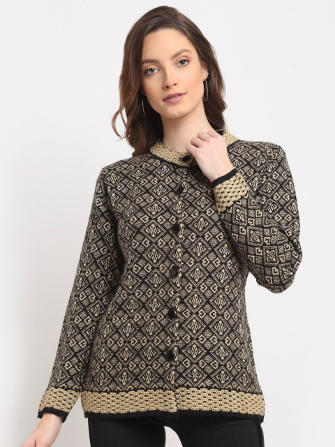 

PERFECT LINE Women Black & Beige Cardigan