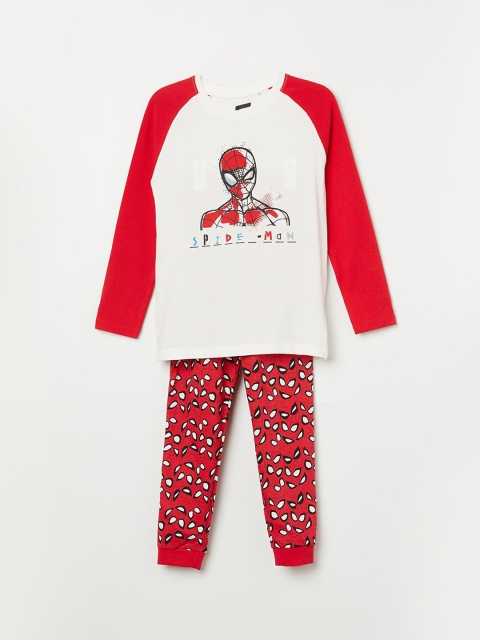 

Fame Forever by Lifestyle Boys Off White & Red Spiderman Printed Night Suit