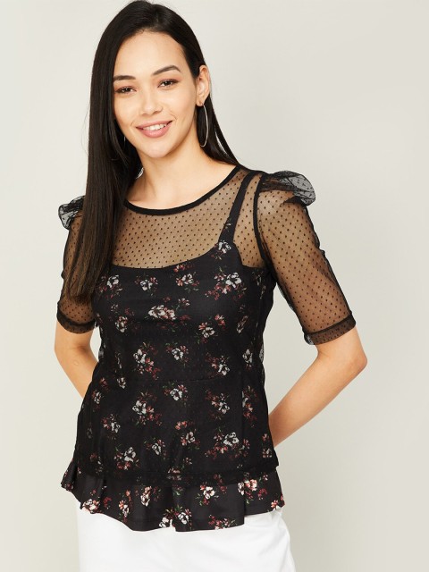 

CODE by Lifestyle Black Floral Regular Top