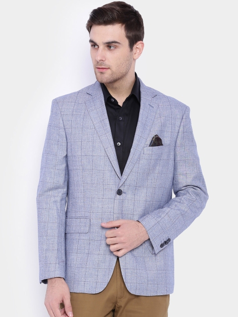 

SUITLTD Blue Checked Regular Fit Single-Breasted Formal Blazer