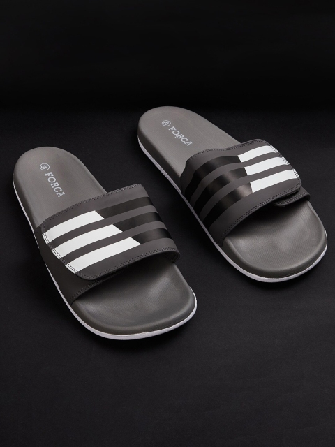 

Forca Men Grey & White Striped Sliders