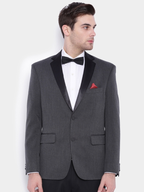 

SUITLTD Charcoal Grey Regular Fit Single-Breasted Tuxedo Blazer