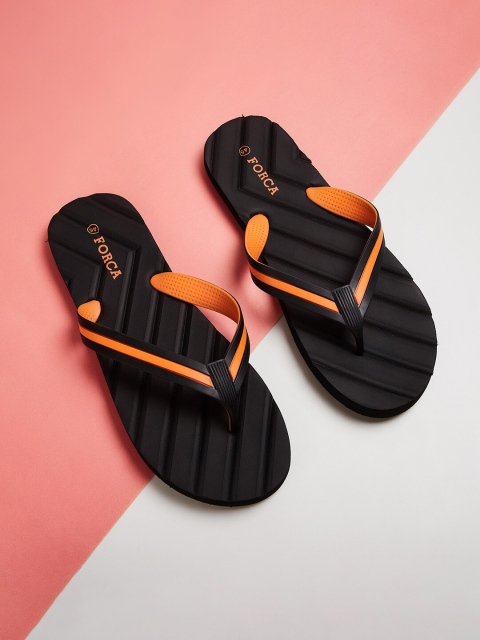

Forca by Lifestyle Men Black & Orange Thong Flip-Flops