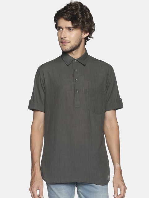 

Saffron Threads Men Grey Pure Cotton Kurta