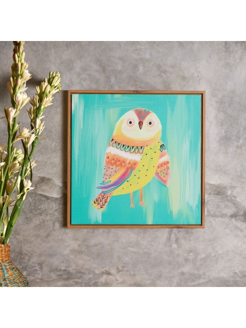 

Chumbak Teal & Yellow Watercolour W-Owl-Art Wall Art