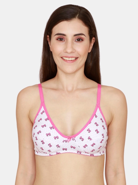 

Rosaline by Zivame Pack of 2 White & Pink Printed T-shirt Bra