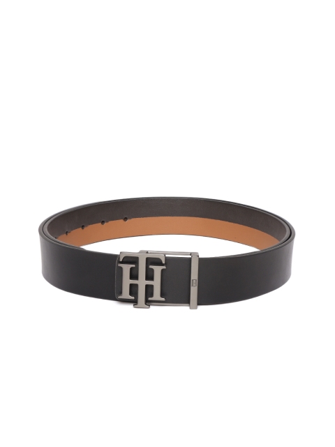 

Tommy Hilfiger Men Black & Tan Brown Solid Leather Belt