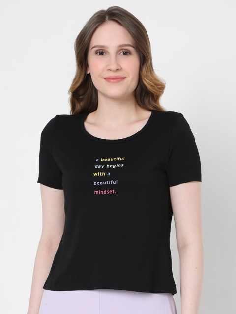 

Vero Moda Women Black Typography T-shirt