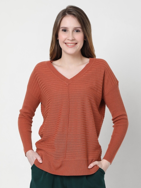 

Vero Moda Women Brown Striped Pullover