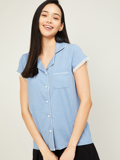 

Ginger by Lifestyle Blue Extended Sleeves Shirt Style Top